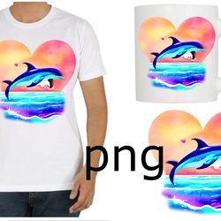 sublimation of a beautiful dolphin on the background of the heart-5