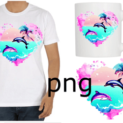 Sublimation of a beautiful dolphin on the background of the heart-6