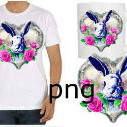 Sublimation of a beautiful rabbit on the background of the heart