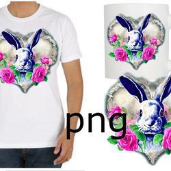 sublimation of a beautiful rabbit on the background of the heart