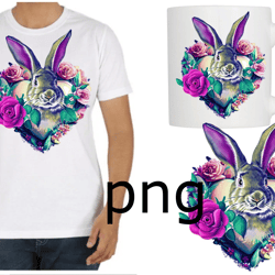 Sublimation of a beautiful rabbit on the background of the heart-1