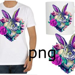 sublimation of a beautiful rabbit on the background of the heart-1