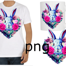 Sublimation of a beautiful rabbit on the background of the heart-2