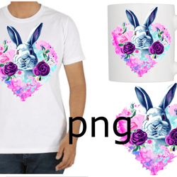 Sublimation of a beautiful rabbit on the background of the heart-3