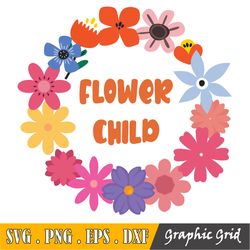 flower child svg, hippie svg, design no svg, retro hippie flower printable