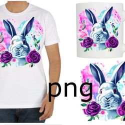 sublimation of a beautiful rabbit on the background of the heart-5