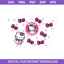 hello kitty starbucks cup wrap svg, hello kitty coffee svg, starbucks cup 24 oz svg, png pdf dxf eps file