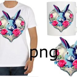 Sublimation of a beautiful rabbit on the background of the heart-10