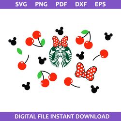 cherry minnie starbucks coffee wrap svg, disney coffee svg, starbucks cup 24 oz svg, png pdf dxf eps file