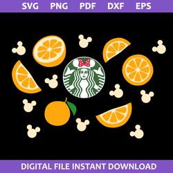orange minnie starbucks coffee wrap svg, disney coffee svg, starbucks cup 24 oz svg, png pdf dxf eps file