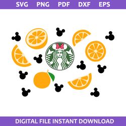 orange minnie starbucks coffee wrap svg, starbucks cup 24 oz svg, disney coffee svg, png pdf dxf eps file