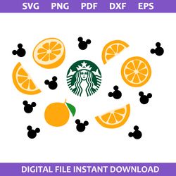 orange mickey starbucks coffee wrap svg, starbucks cup 24 oz svg, disney coffee svg, png pdf dxf eps file