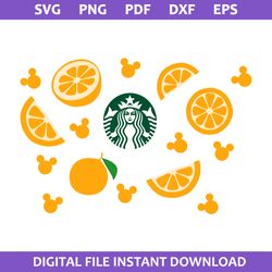 orange mickey starbucks coffee wrap svg, disney coffee svg, starbucks cup 24 oz svg, png pdf dxf eps file