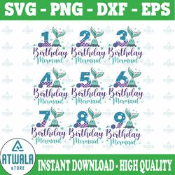 birthday mermaid png, mermaid birthday png bundle, mermaid tail png, birthday girl png bundle, mermaid numbers png, birt