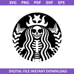 skeleton starbucks coffee svg, skeleton coffee svg, starbucks coffee logo svg, png pdf dxf eps file
