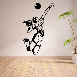 Volleyball Sticker, Game Of Volleyball, Girl With A Ball, Sports, Gym Sticker, Wall Sticker Vinyl Decal Mural Art Decor