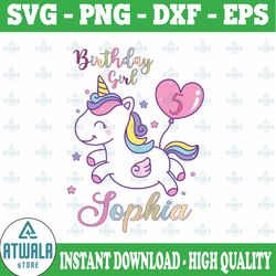 personalized unicorn birthday svg png, unicorn birthday themed party, unicorn birthday girl svg png cricut