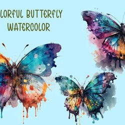 colorful butterfly watercolor png, animal png, colorful butterfly png