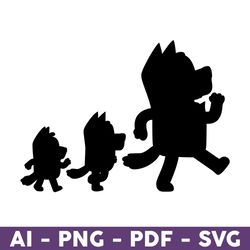 bluey family silhouette svg, dog family svg, bluey svg, dog svg, bluey dog svg, cartoon dog svg, cartoon svg - download