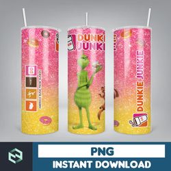 dunkie junkie tumbler sublimation design, 20oz skinny tumbler design, digital instant download, png