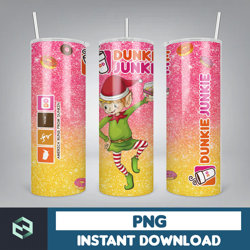 Dunkie Junkie Tumbler Sublimation Design, 20oz Skinny Tumbler Design, Digital Instant Download, PNG (4).jpg