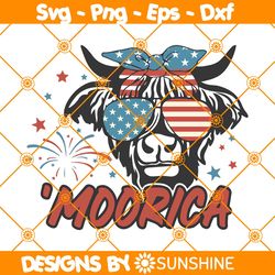 Moorica Highland Cow Patriotic Svg, 4th of July Svg, Moorica Svg, Fourth of July Svg, Highland Cow Svg, File for Cricut