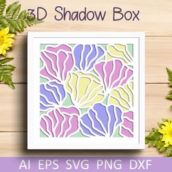 flower shadow box svg, flowers layered papercut 3d template