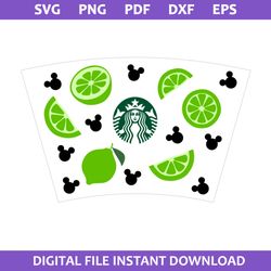Lime Mickey Coffee Wrap Svg, Lime Starbucks Coffee Wrap Svg, Starbucks Cup 24 Oz Svg, Png Pdf Dxf Eps File
