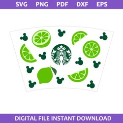 Lime Starbucks Coffee Cup Wrap Svg, Lime Coffee Wrap Svg, Starbucks Cup 24 Oz Svg, Png Pdf Dxf Eps File