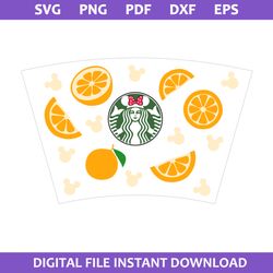 orange minnie bow starbucks coffee wrap svg, disney coffee svg, starbucks cup 24 oz svg, png pdf dxf eps file