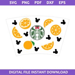 orange minnie bow starbucks coffee cup wrap  svg, orange coffee svg, starbucks cup 24 oz svg, png pdf dxf eps file