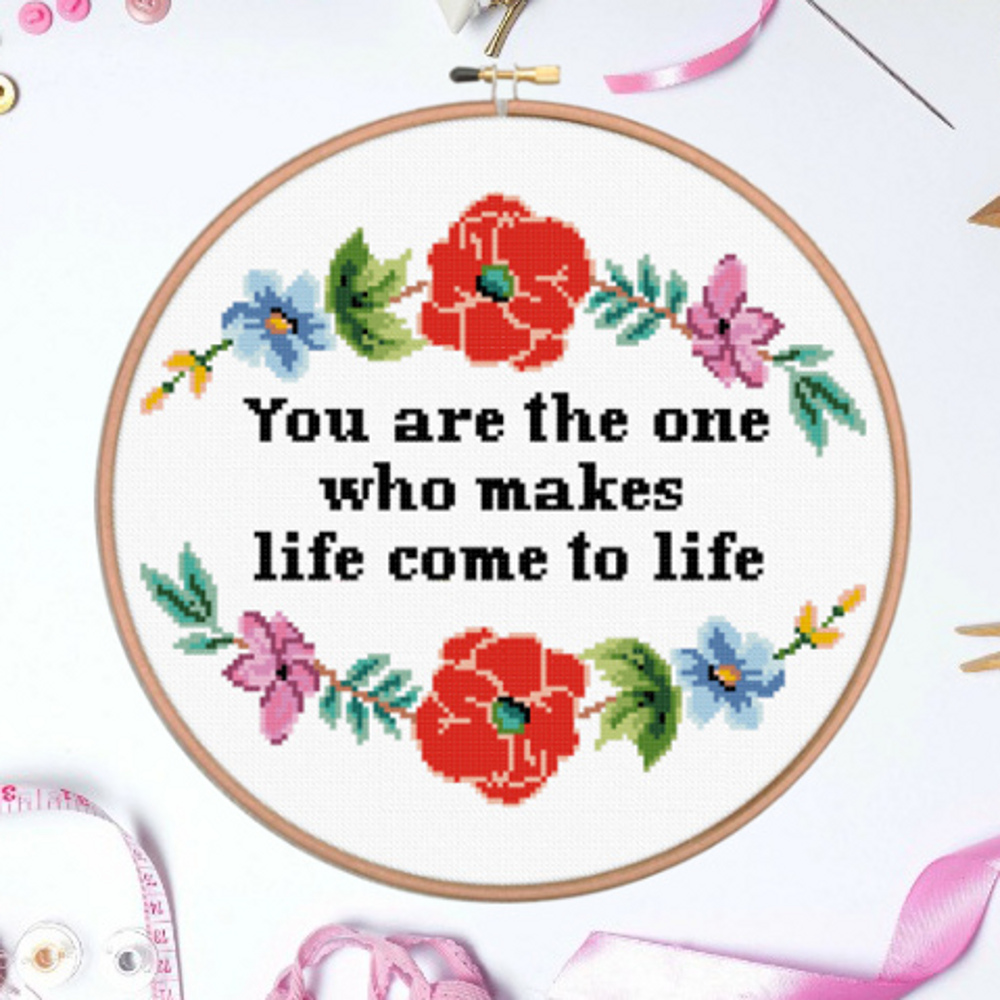 Soulmate Quote Cross Stitch Pattern Soulmate Gift Cross Stitch Pattern Easy Flowers Cross Stitch Pattern 0