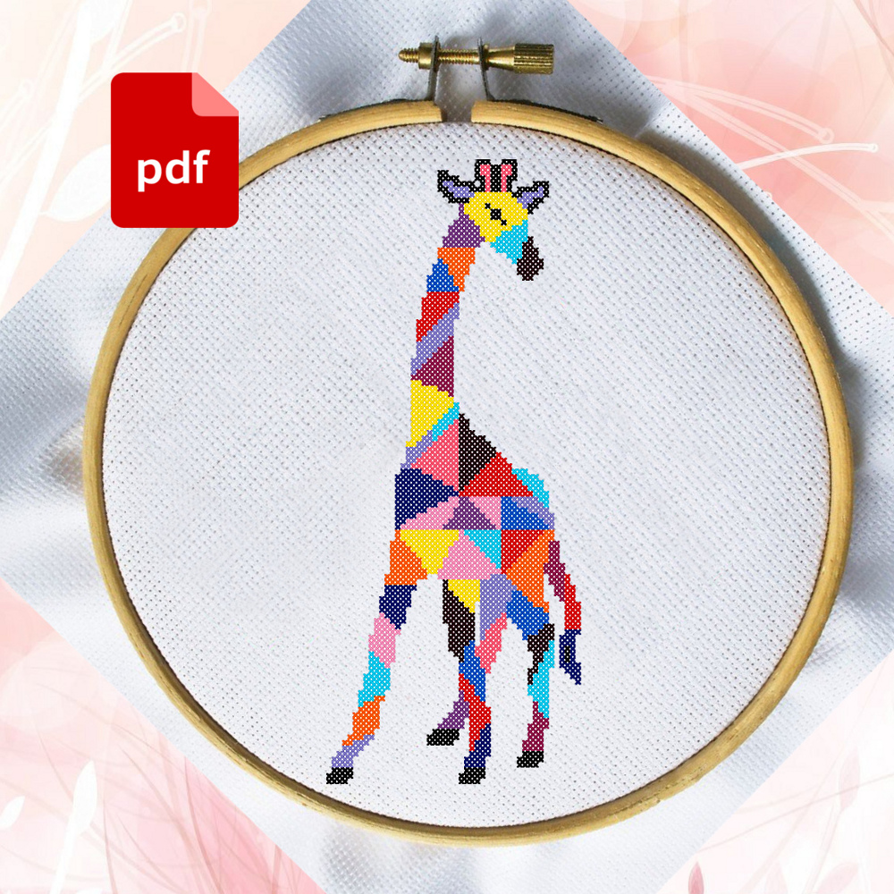 Triangle Giraffe For Children Easy Cross Stitch Pattern 0