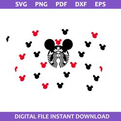 Mickey Starbucks Coffee Cup Wrap 1 Svg, Disney Coffee Svg, Starbucks Cup 24 Oz Svg, Png Pdf Dxf Eps File