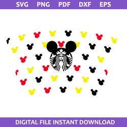 mickey starbucks coffee cup wrap 2 svg, disney coffee svg, starbucks cup 24 oz svg, png pdf dxf eps file
