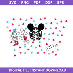 mickey love starbucks coffee cup wrap svg, mickey love coffee svg, starbucks cup 24 oz svg, png pdf dxf eps file