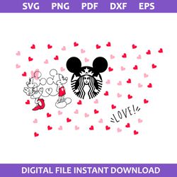 mickey love starbucks coffee wrap svg, mickey love wrap svg, starbucks cup 24 oz svg, png pdf dxf eps file