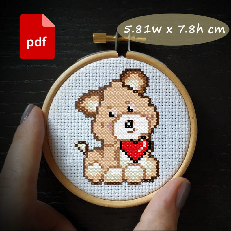 Puppy Dog Cross Stitch Pattern Small For Kids 0