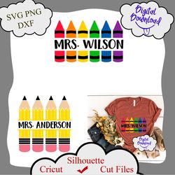 crayon split monogram svg, pencil monogram svg, teacher crayon svg, school svg, crayon shirt svg, kindergarten pre-k svg