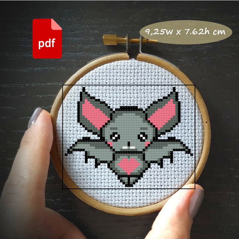 Halloween Bat Cross Stitch Pattern Easy For Kids 0