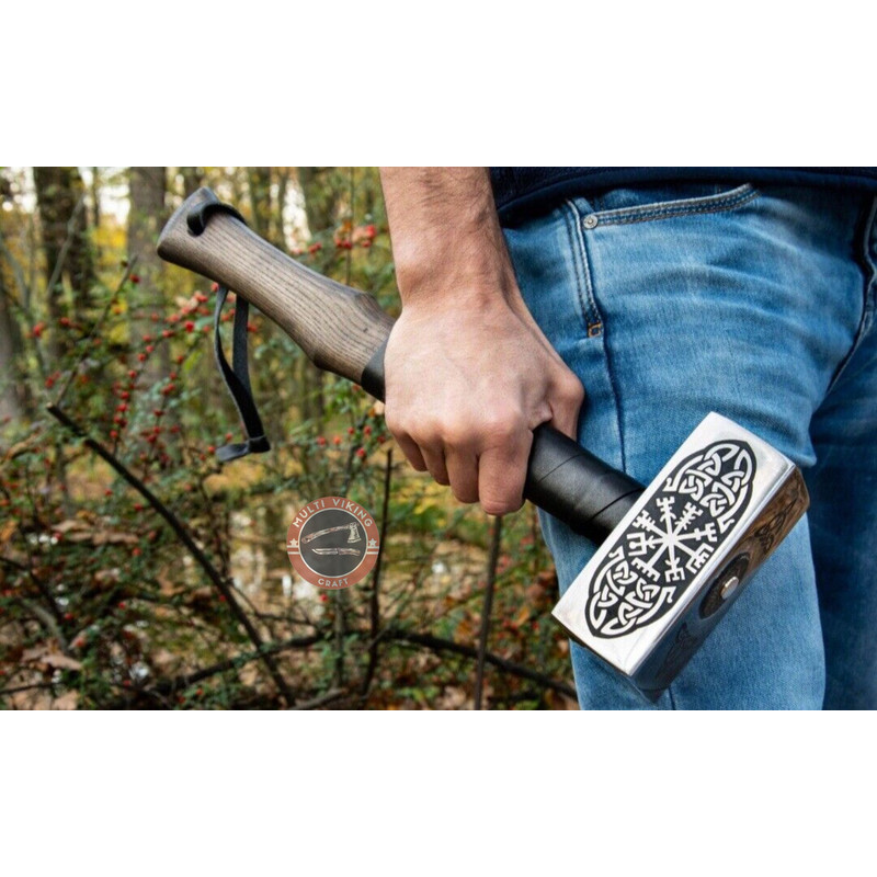 Viking Battle Hammer, Medieval War Hammer, Engraved Viking Hammer, Handmade Thor Hammer, Hand Forged Hammer, Father's Day Gift, Thor Hammer (4).jpg