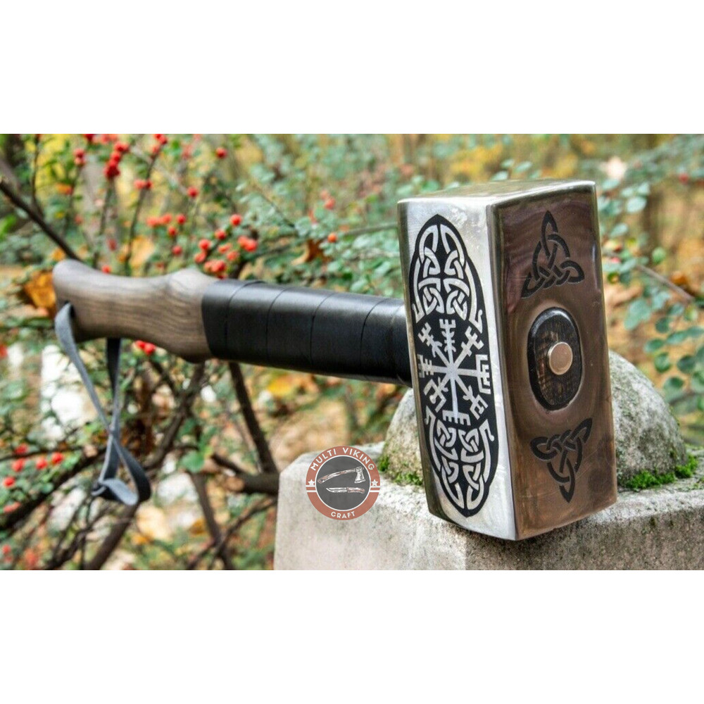 Viking Battle Hammer, Medieval War Hammer, Engraved Viking Hammer, Handmade Thor Hammer, Hand Forged Hammer, Father's Day Gift, Thor Hammer (5).jpg