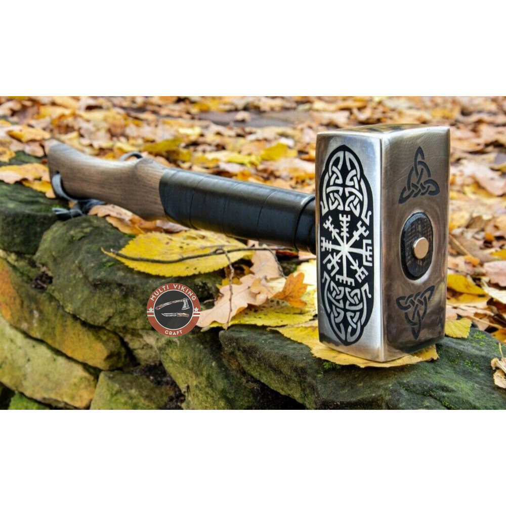 Viking Battle Hammer, Medieval War Hammer, Engraved Viking Hammer, Handmade Thor Hammer, Hand Forged Hammer, Father's Day Gift, Thor Hammer (6).jpg