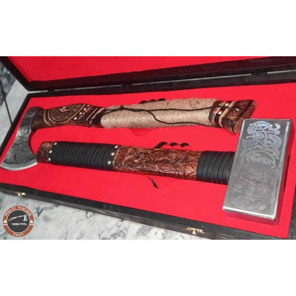 Viking Battle Hammer, Medieval War Hammer, Engraved Viking Hammer, Handmade Thor Hammer, Hand Forged Hammer, Father's Day Gift, Thor Hammer (8).jpg