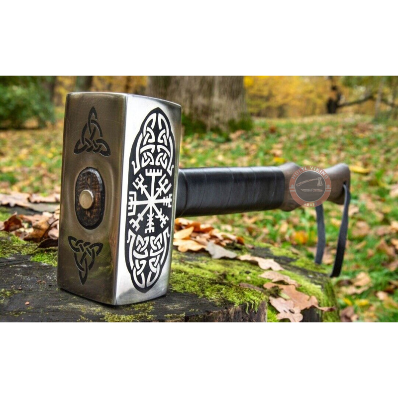 Viking Battle Hammer, Medieval War Hammer, Engraved Viking Hammer, Handmade Thor Hammer, Hand Forged Hammer, Father's Day Gift, Thor Hammer.jpg