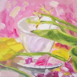 Cup painting, Cup still life painting, Small etude, Oil painting