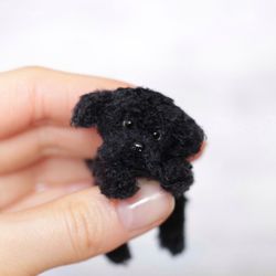 Miniature black puppy, Mini dog, Dollhouse miniature, Collectible toy, Custom pet portrait from photo