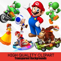mario png clipart bundle, mario bros clipart, mario kart png