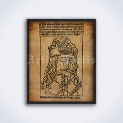 vlad the impaler portrait vlad iii tepes medieval dracula printable art print poster digital download