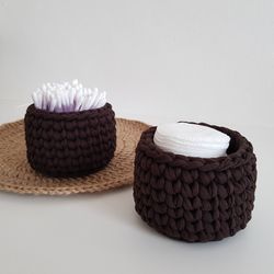 Mini bathroom storage basket organizer set Christmas gift box - cotton round basket set for makeup sponge and other litt